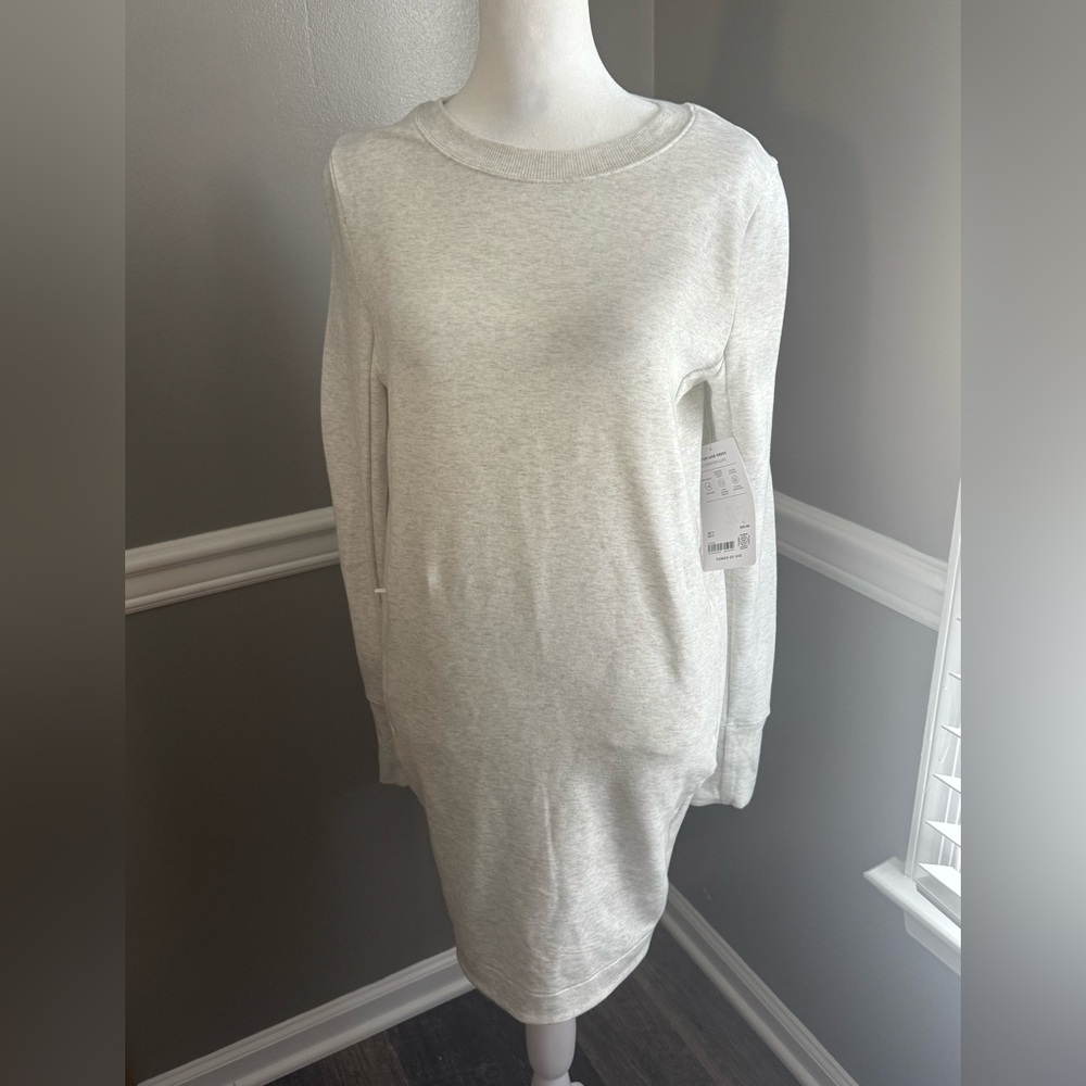 Athleta Coaster Luxe Sweatshirt Dress‎ Fog Grey Sweater Medium NWT - Picture 3 of 7
